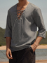 Hardaddy Cotton Lace Up Collar Casual Shirt