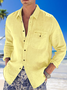 Hardaddy Cotton Plain Chest Pocket Long Sleeve Casual Shirt