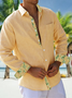 Hardaddy Big Size Cotton Floral Contrast Long Sleeve Shirt