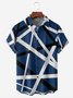 Hardaddy Geometric Lines Chest Pocket Short Sleeve Casual Shirt