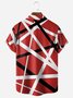 Hardaddy Geometric Lines Chest Pocket Short Sleeve Casual Shirt