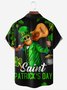 Hardaddy Hawaiian Button Up Shirt for Men Green St. Patrick's Day Lucky Clover Gold Coins Music Guitar Regular Fit Short Sleeve Shirt St Paddy's Day Shirt