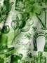 Hardaddy Hawaiian Button Up Shirt for Men Green St. Patrick's Day Lucky Clover Gold Coins Beer Regular Fit Short Sleeve Shirt St Paddy's Day Shirt
