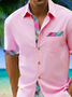 Hardaddy Cotton Patchwork Geometric Color Block Casual Shirt