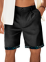 Hardaddy Cotton Plain Contrast Patchwork Geometric Bermuda