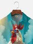 3-Pack Moisture-wicking Breathable Toucan Rooster Chest Pocket Hawaiian Shirt