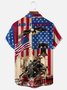 Moisture-wicking American Flag Painting Chest Pocket Hawaiian Shirt