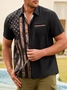 Hardaddy Mens American Flag Print Lapel Loose Short Sleeve Trendy Hawaiian Shirt