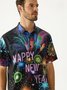 Hardaddy New Year Chest Pocket Short Sleeve Casual Shirt