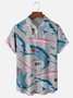 Moisture-wicking Funny Shark Illustration Chest Pocket Hawaiian Shirt