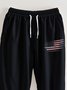 Moisture Wicking Solid American Flag Casual Pants