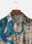 Moisture Wicking Hawaiian Octopus Map Chest Pocket Casual Shirt