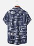 Hardaddy Mens Aerospace Machine Print Casual Breathable Short Sleeve Hawaiian Shirt