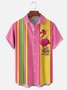 Moisture-wicking Happy Easter Flamingo Egg Chest Pocket Bowling Shirt