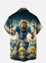 Moisture-wicking American Football Detroit Art Lions Chest Pocket Casual Shirt