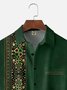 Moisture-wicking St. Patrick's Day Four Leaf Clover Stripe Chest Pocket Bowling Shirt