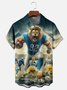 Moisture-wicking American Football Detroit Art Lions Chest Pocket Casual Shirt