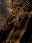 Moisture-wicking Bigfoot Playing Guitar Fun Art Chest Pocket Hawaiian Shirt