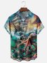 Moisture-wicking Ocean Art Octopus Pirate Ship Chest Pocket Hawaiian Shirt