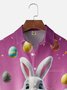 Moisture-wicking Easter Rabbit Eggs Chest Pocket Casual Shirt