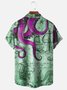 Moisture Wicking Hawaiian Octopus Map Chest Pocket Casual Shirt
