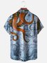 Moisture Wicking Hawaiian Octopus Map Chest Pocket Casual Shirt