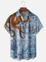 Moisture Wicking Hawaiian Octopus Map Chest Pocket Casual Shirt
