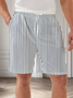 Moisture Wicking Geometric Stripe Casual Shorts