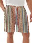 Moisture Wicking Geometric Stripe Casual Shorts