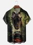 Moisture-wicking Dinosaur Art Fun Chest Pocket Hawaiian Shirt