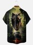 Moisture-wicking Dinosaur Art Fun Chest Pocket Hawaiian Shirt