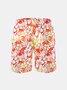 Men's Swim Trunks Hawaiian Tropical Hibiscus Flower Beach Shorts with Pockets