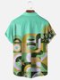 Moisture Wicking Geometric Color Block Chest Pocket Hawaiian Shirt