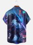 Moisture-wicking Cyberpunk Dragon Chest Pocket Casual Shirt