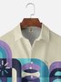 Moisture Wicking Geometric Color Block Chest Pocket Hawaiian Shirt