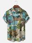 Moisture Wicking Dinosaur Chest Pocket Hawaiian Shirt