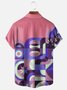 Moisture Wicking Geometric Color Block Chest Pocket Hawaiian Shirt