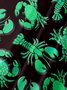 Moisture Wicking Crab Lobster Chest Pocket Hawaiian Shirt