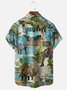 Moisture Wicking Dinosaur Chest Pocket Hawaiian Shirt