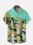 Moisture Wicking Geometric Color Block Chest Pocket Hawaiian Shirt