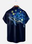 Moisture Wicking Starry Sky Whale Chest Pocket Hawaiian Shirt