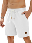 Mens Shorts Casual 7" Inseam 100% Cotton Drawstring Elastic Waist Summer Beach Stretch Golf Shorts with Pockets