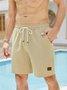 Mens Shorts Casual 7" Inseam 100% Cotton Drawstring Elastic Waist Summer Beach Stretch Golf Shorts with Pockets