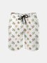 Men's Swim Trunks Hawaiian Tropical Palm Tree Beach Shorts with Pockets