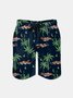 Men's Swim Trunks Hawaiian Tropical Palm Tree Beach Shorts with Pockets