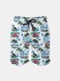 Men's Swim Trunks Hawaiian Tropical Palm Tree Beach Shorts with Pockets