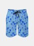 Men's Swim Trunks Hawaiian Tropical Palm Tree Beach Shorts with Pockets