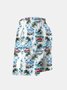 Men's Swim Trunks Hawaiian Tropical Palm Tree Beach Shorts with Pockets