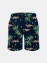 Men's Swim Trunks Hawaiian Tropical Palm Tree Beach Shorts with Pockets