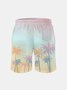 Men's Swim Trunks Hawaiian Tropical Palm Tree Beach Shorts with Pockets